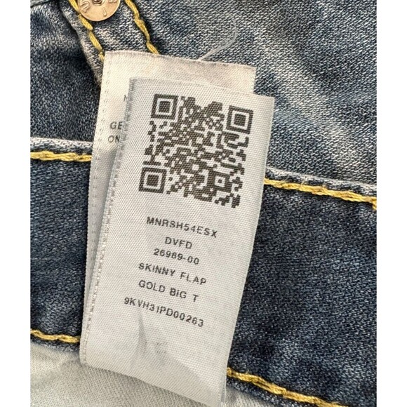 Vtg True Religion 46 x 28 Y2k Skinny Flap Gold Big T jeans 112790 - Picture 10 of 10